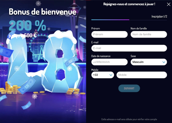 Inscription au casino